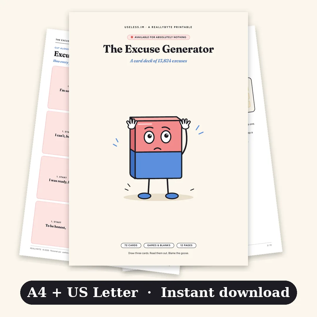 Cover of The Excuse Generator Card Deck