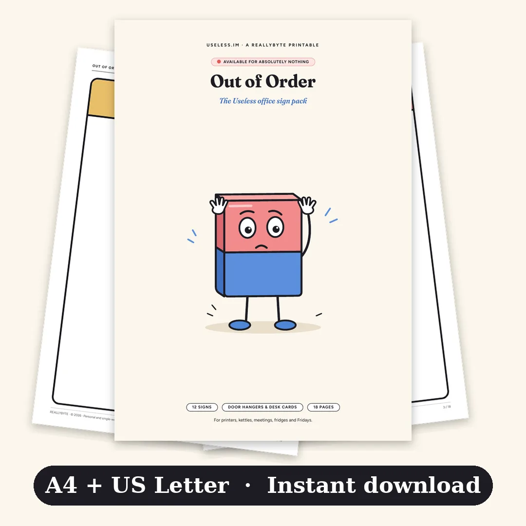 Cover of Out of Order: The Useless Office Sign Pack
